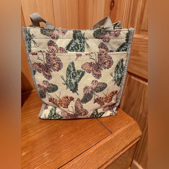 Vintage Butterfly Tapestry Tote Bag with coin Pouch - Picture 2 of 11